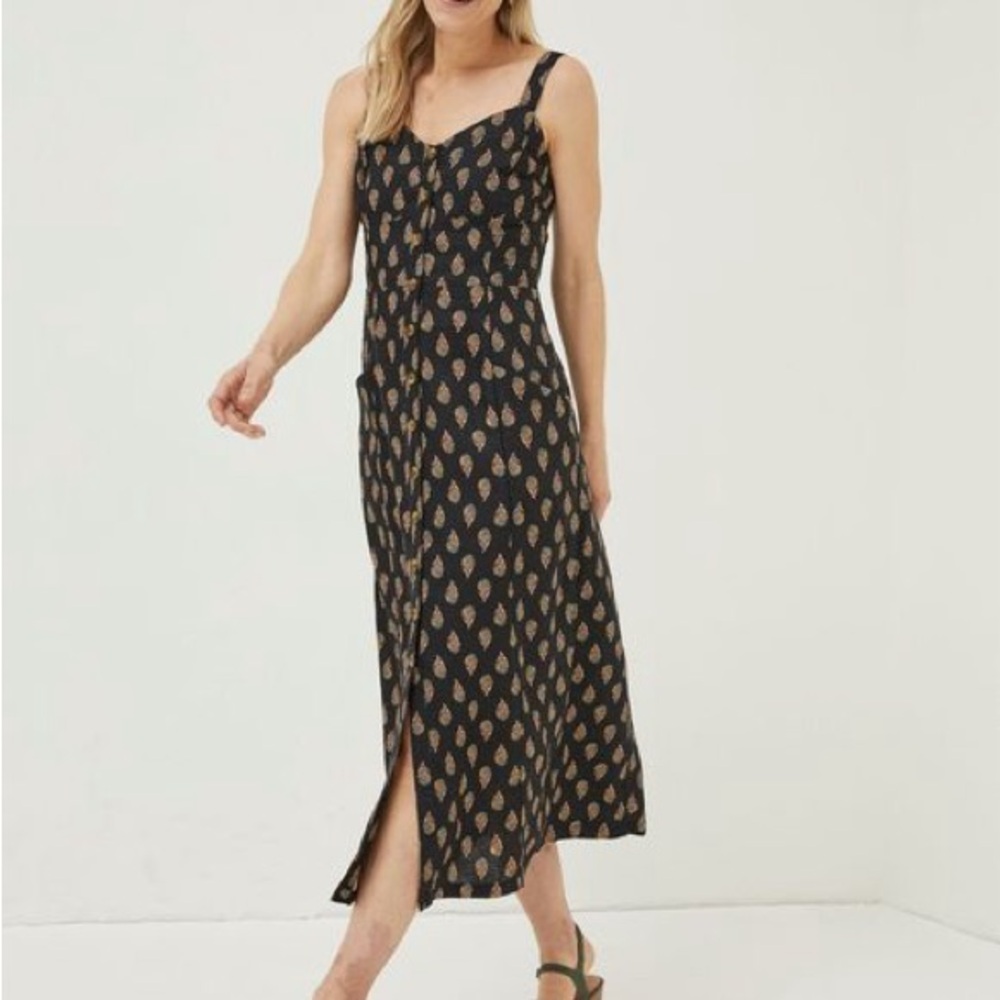 FatFace Corey Block Print Linen Dress